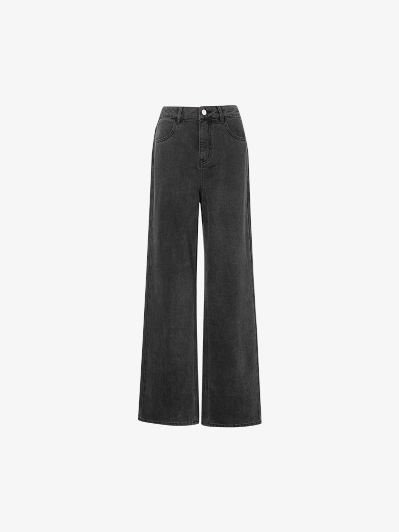 Women's Classic Dark Gray Wide Leg Denim Jeans