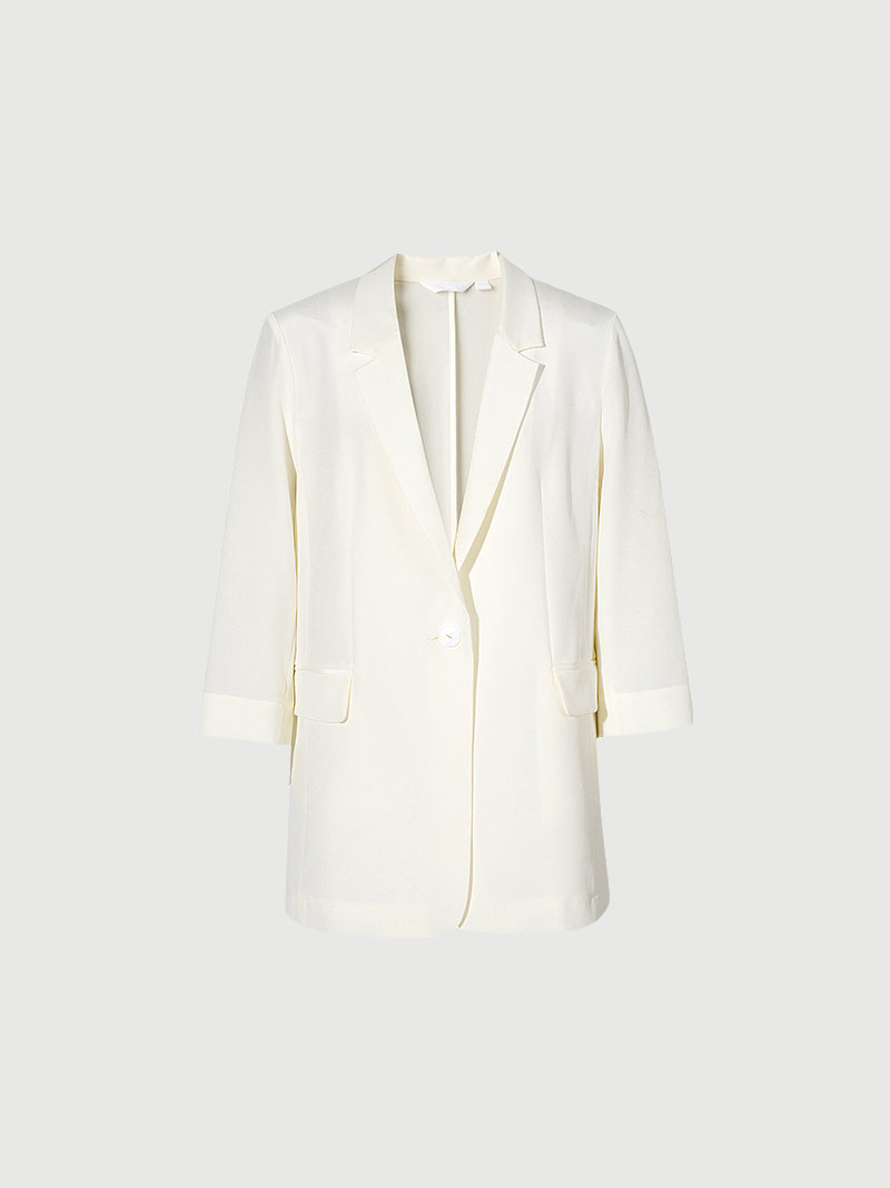 Veste blazer blanche en soie de mûrier