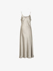 Women's Champagne Brown V Neck Breathable Acetate Slip Dress