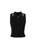 Women's Black Polo Zipper Neck Contrast Binding Knitted Top