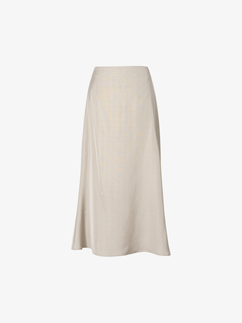 Women's Oatmeal Color Texture 100% Acetate Middle Length Mermaid Skirt