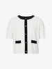 Women's White and Black Round Neck Short Sleeves Knit Top
