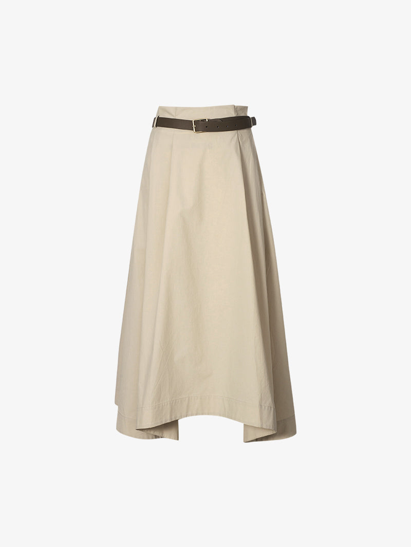 Women's Light Khaki High Waist Breathable Cotton Circular Skirt