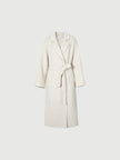 Women's Natural White Notch Lapel Wool Tie Belt Winter Coat 5EA170551