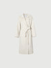 Women's Natural White Notch Lapel Wool Tie Belt Winter Coat 5EA170551