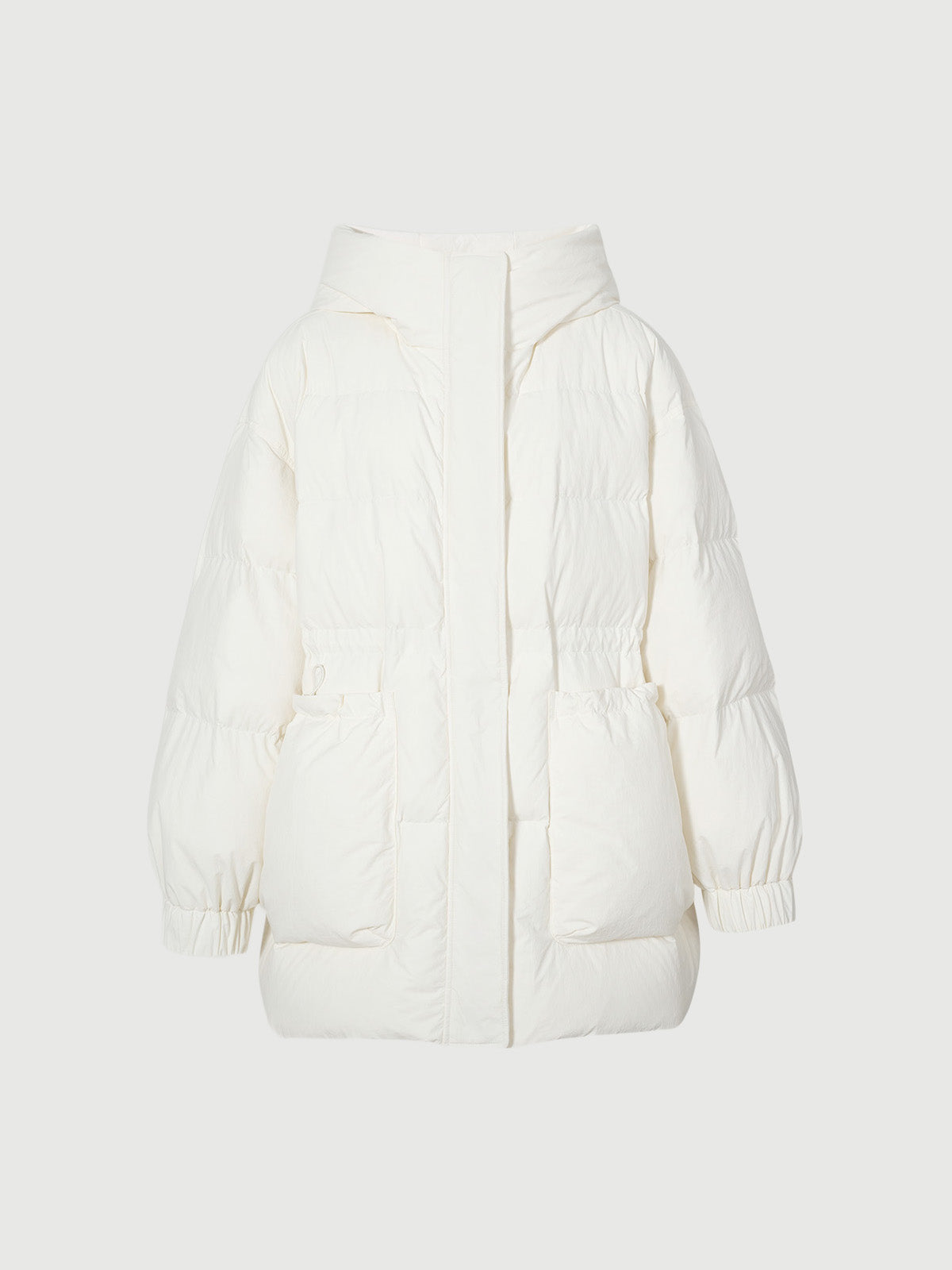 White hooded down jacket