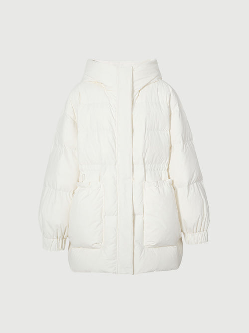Load image 1 in gallery view. White hooded down jacket