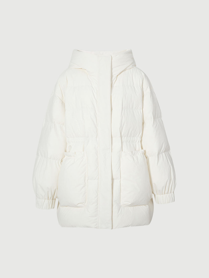 Doudoune blanche à capuche