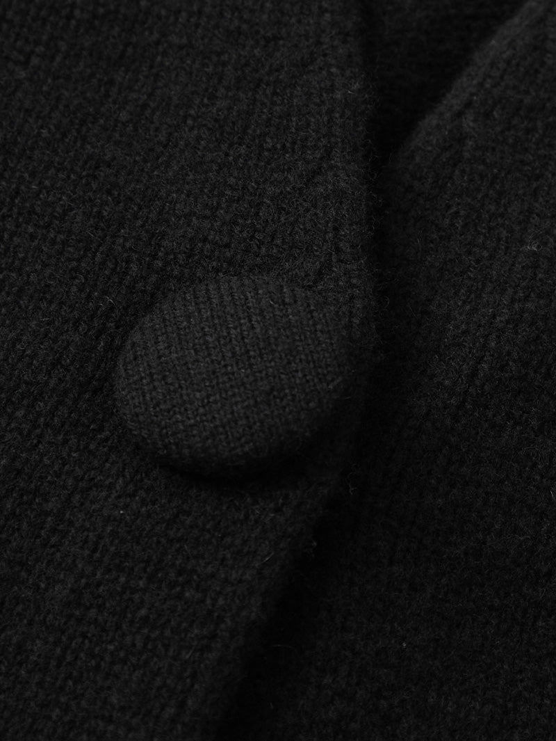 Women's Black V Neck Long Sleeves Wool Cardigan