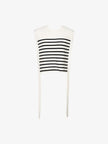 Women's White Stripe Round Neck Sleeveless Knit Sweater Vest Top