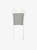 Women's White Stripe Round Neck Sleeveless Knit Sweater Vest Top