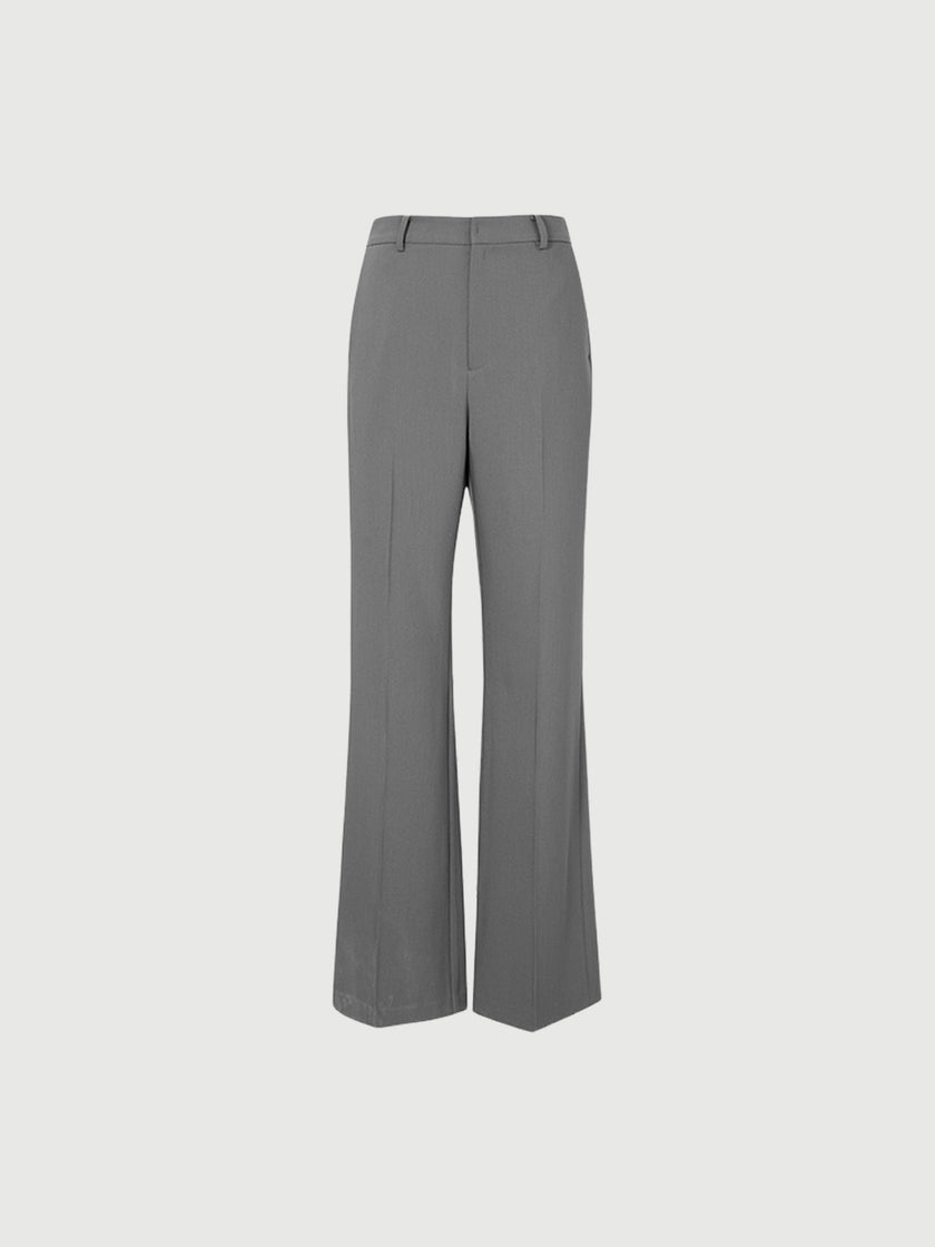 Women's Gray Smooth Slightly Flare Suit Pants