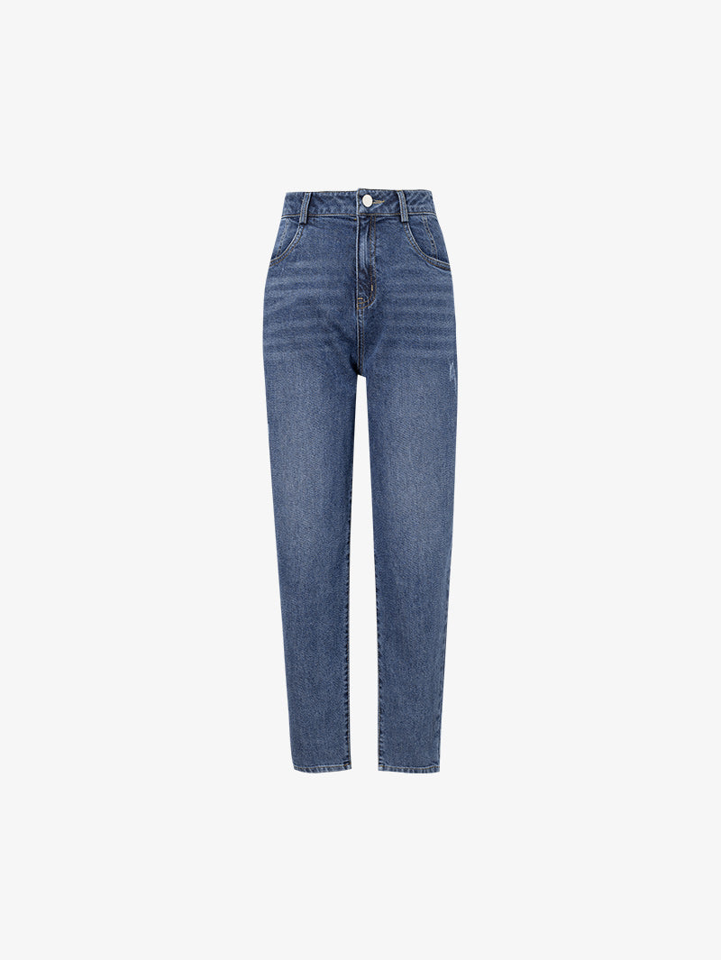 Jean droit en coton bleu foncé