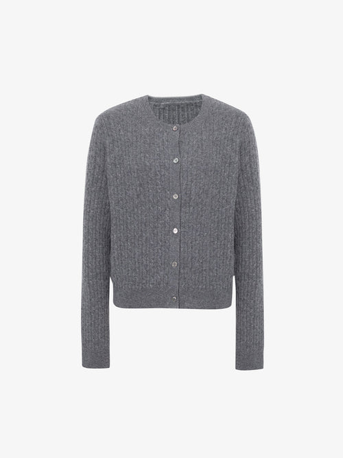 Load image 1 in gallery view. Ribbed Cashmere Cardigan