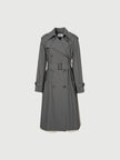 Grey cotton trench coat, double-breasted