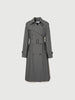 Grey cotton trench coat, double-breasted