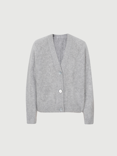 Load image 1 in gallery view. Light gray cashmere cardigan