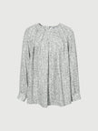 Women's Grey Round Neck Long Sleeves Blouse