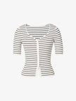 Women's White Square Neck Short Sleeves Knit Top