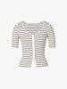 Women's White Square Neck Short Sleeves Knit Top