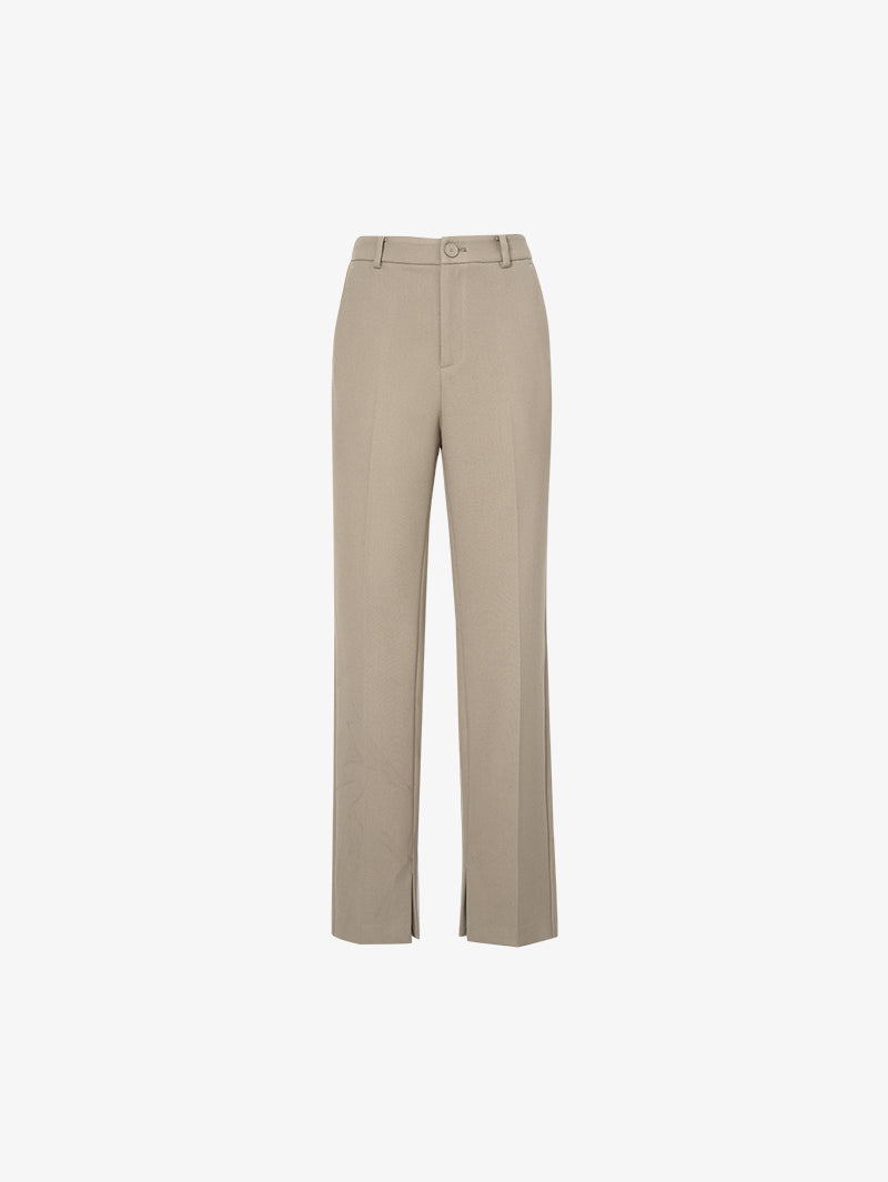 Women's Brown Straight Fit Slit Trousers