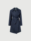 Women's Navy Blue Breasted Belted Trench Coat