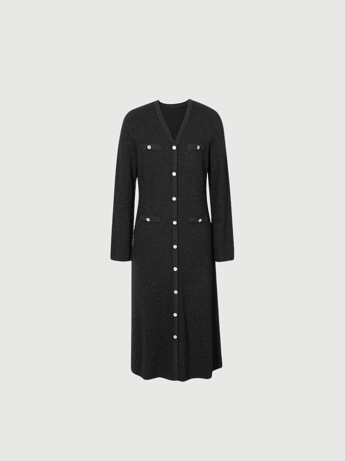 Black shimmering wool jersey dress