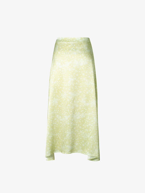 Charger l'image 1 dans la galerie. Women's Light Green Floral Clasic Straight Fit Irregular Hem Skirt