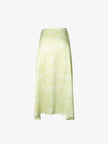 Women's Light Green Floral Clasic Straight Fit Irregular Hem Skirt