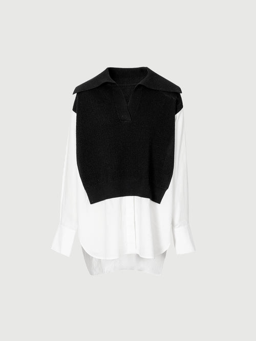 Charger l'image 1 dans la galerie. Chemise-pull en laine noir