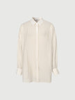 Women's Off-White Pinstripe Shirt Collar Smooth Lyocell Shirt