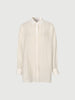 Women's Off-White Pinstripe Shirt Collar Smooth Lyocell Shirt