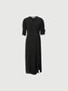 Black V-neck dress with puff sleeves