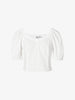 Women's White Square Neck Puff Sleeves High Quality Cotton Short Blouse Shirt