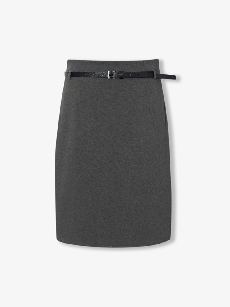 Women's Gray Straight Fit Middle Length Skirt