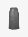 Women's Gray Faux Leather Straight Fit Short Skirt