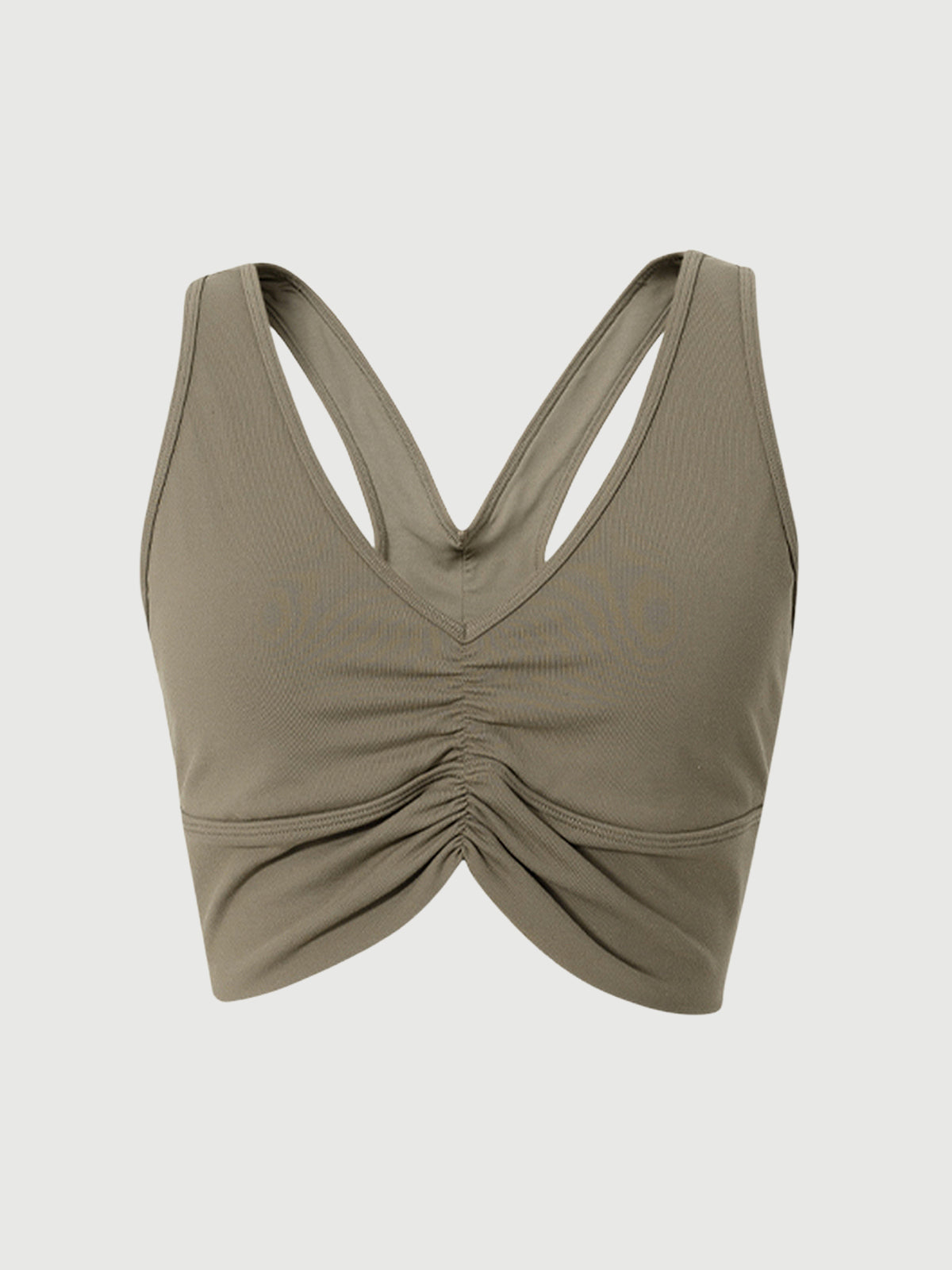 Green V-neck knit bralette