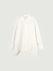 Women's White Classic Collar Long Sleeve Loose Fit Shirt