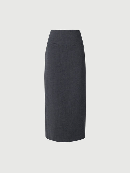 Charger l'image 1 dans la galerie. Women's Gray High Waist 100% Wool Skirt
