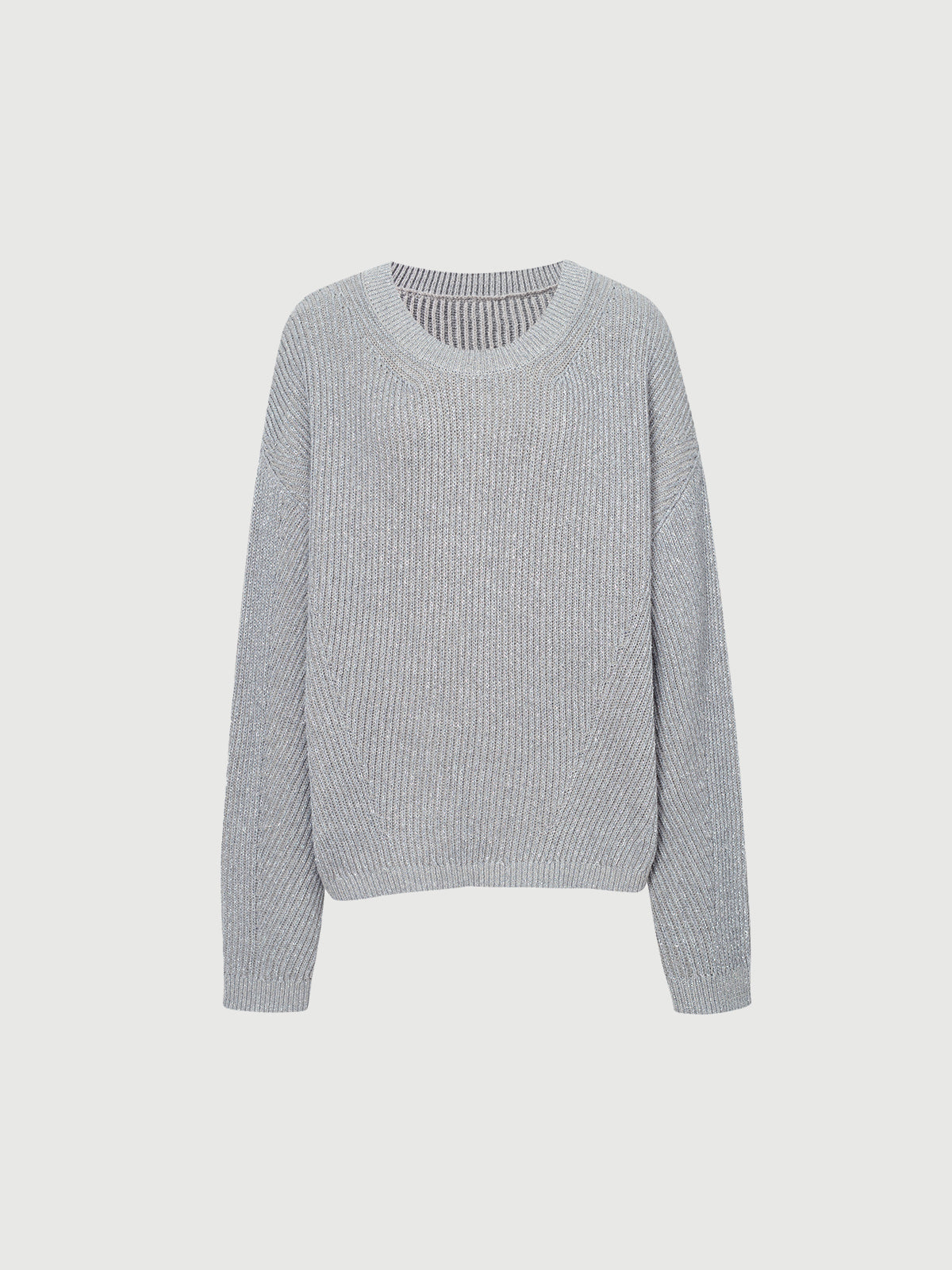 Pull à col rond gris clair en tricot