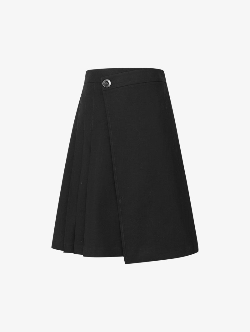 Women's Black One Button Cotton Short Skirt