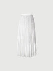 Women's Original White Elastic Waist Knife Design Middle Length Skirt
