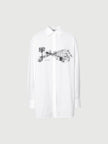 Women's White Classic Collar Pattern Long Sleeve Shirt