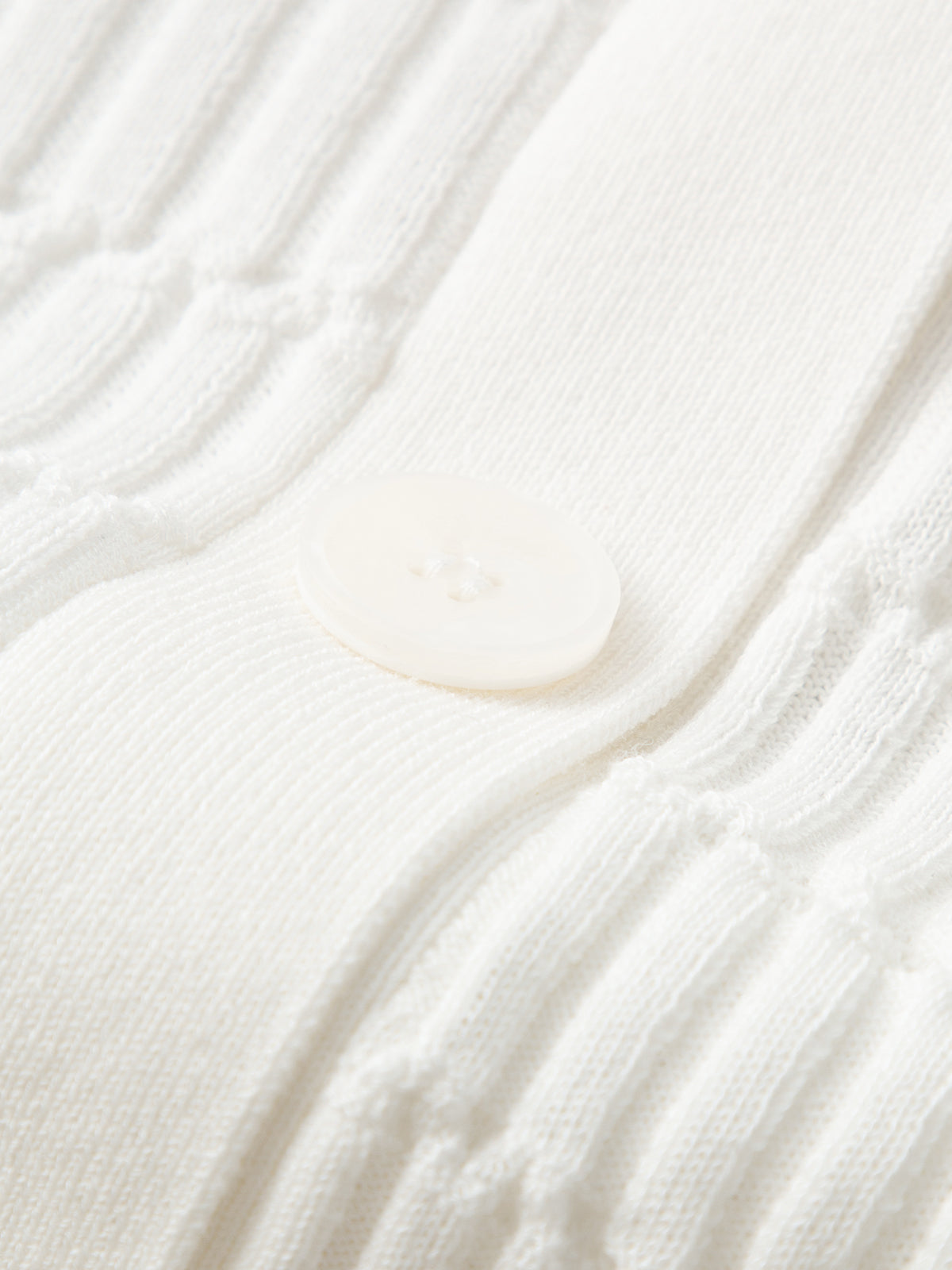 Top en maille à col polo blanc à manches courtes en coton