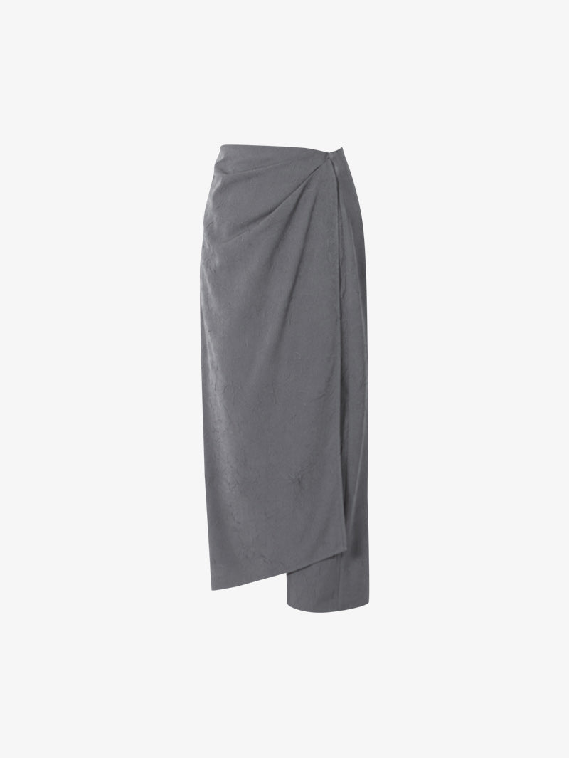 Women's Gray Elegant Straight Fit Mid Length Skirt