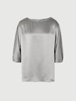 Women's Light Gray Classic Collar Long Sleeve Silk Blouse