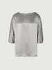 Women's Light Gray Classic Collar Long Sleeve Silk Blouse