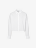 Women's White Classic Collar Pleat Design Long Sleeve Short Shirt