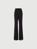 Black slim fit pants with a high waist and a slightly flared leg