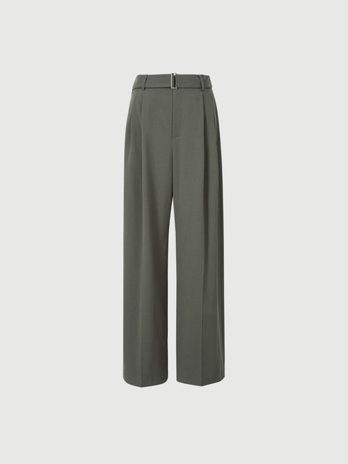 Load image 1 in gallery view. Women's Gray Wide Leg Belted Winter Trousers